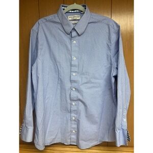 Nick Graham Mens XL Blue Geometric Stretch Modern Fit Long Sleeve Dress Shirt